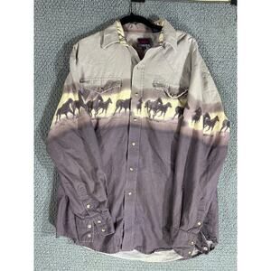 Gorgeous Vintage Roper Western Snap Button Mauve/Purples Horse Cowboy / Large